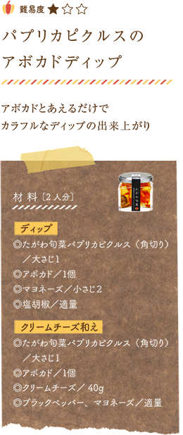 パプリカピクルスのアボガドディップ