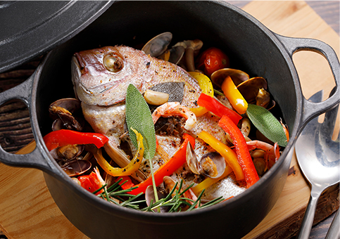 ピクルスでさっぱりアクアパッツア完成イメージ